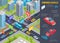 Modern Unmanned Vehicles Infographic and Cityscape