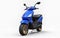 Modern urban blue moped on a white background. 3d illustration