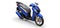 Modern urban blue moped on a white background. 3d illustration.