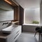 A modern urban oasis bathroom with concrete walls, sleek fixtures, and minimalist design2
