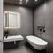 A modern urban oasis bathroom with concrete walls, sleek fixtures, and minimalist design3