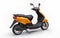 Modern urban orange moped on a white background. 3d illustration