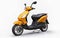 Modern urban orange moped on a white background. 3d illustration