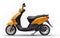 Modern urban orange moped on a white background. 3d illustration