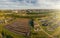 Modern urban wastewater treatment plant with sedimentation tanks and pools for aeration and cleaning of sewer water