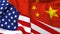 Modern USA America China Flag Country Closeup 3D Rendering