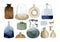 Modern vases, jars, decorations watercolor elements set