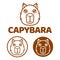 Modern vector flat design simple minimalist logo template of cute capybara cartoon head vector for brand, emblem, label, badge.