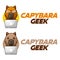 Modern vector flat design simple minimalist logo template of cute geek nerd capybara cartoon head vector for brand, emblem, label