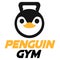 Modern vector flat design simple minimalist logo template of penguin gym fitness head mascot character vector collection for brand