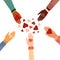 Modern vector illustration of charity and donation. Hands with a heart symbol. for social activity. International people