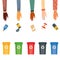 Modern vector illustration of colored rubbish containers for separate sorting of garbage. Bin for recycling different