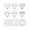 Modern vector illustration of set of Diamond related icons in thin style. Set of isolated gem stones