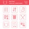 Modern vector line icons set of knitting and crochet. Hand made elements: yarn, knitting needle, knitting hook, pin and others.