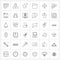 Modern Vector Line Illustration of 36 Simple Line Icons of focus, targeted, direction, target, file