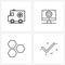 Modern Vector Line Illustration of 4 Simple Line Icons of ambulance, cells, emergency, computer preferences, user interface