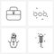 Modern Vector Line Illustration of 4 Simple Line Icons of briefcase, winters, bag, main menu, Christmas