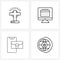 Modern Vector Line Illustration of 4 Simple Line Icons of cross, mobile, calendar, screen, phone