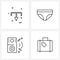 Modern Vector Line Illustration of 4 Simple Line Icons of download, technology, shorts, men`s, baggage