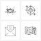 Modern Vector Line Illustration of 4 Simple Line Icons of group; basic; avatar; valentine; mail