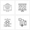 Modern Vector Line Illustration of 4 Simple Line Icons of monitor; signal; web; computer; service