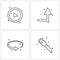 Modern Vector Line Illustration of 4 Simple Line Icons of play, direction, multimedia, arrows, refresh