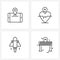 Modern Vector Line Illustration of 4 Simple Line Icons of relocation, travel, online, beat, travelling