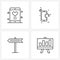 Modern Vector Line Illustration of 4 Simple Line Icons of smartphone,love, smart phone, map