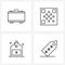 Modern Vector Line Illustration of 4 Simple Line Icons of suitcase, shop, identified, qr code, tag