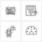 Modern Vector Line Illustration of 4 Simple Line Icons of web, gear, internet, statistic, board