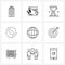 Modern Vector Line Illustration of 9 Simple Line Icons of arrow, internet, bbq, web, disk storage