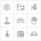 Modern Vector Line Illustration of 9 Simple Line Icons of stamp, image, folder, image, photography