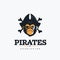 Modern vector professional logo emblem pirates monkey