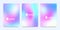 Modern vector set templates hologram gradient background. Trendy retro style holographic cover 80s, 90s. Minimal