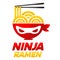 Modern vector simple ninja noodle logo design icon template. Japanese ramen vector illustration for brand, cafe, restaurant, bar.