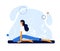 Modern vector sport illustration. Girl doing gymnastics at home.