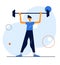 Modern vector sport illustration. The guy lifts the barbell.