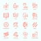 Modern vector thin line icons of waste sorting, recycling. Garbage collection. Recyclable trash - paper, glass, plastic, metal