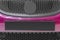 Modern vehicle front part detail in purple tone. Car plate