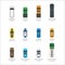 Modern Vehicle Transport Top View Vector Icons Set