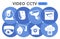 Modern video cctv Infographic design template. Surveillance camera inphographic visualization with eight steps circle