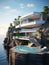 Modern villa on a cliff. Mansion with terrace and pool