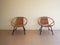 Modern vintage design rattan chairs furniture with white wall backgrounds. Interior design