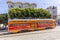 The modern but vintage designed streetcar in San Francisco , financial district of San Francisco