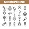 Modern And Vintage Microphone Vector Linear Icons Set