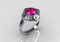 Modern vintage platinum diamond pink sapphire ring