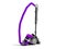 Modern violet vacuum cleaner with cyclone filter with black inserts 3D render on white background with shadows