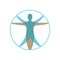 Modern vitruvian man. Sign of human figure enclosed in circle for illustration for medicine, science, health. Symbol of drawing of