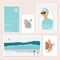 Modern wall art gallery,abstract art set.Vector portrait of a girl and natural landscape.These trendy illustrations are for