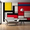 Modern Wall Art: Red And Yellow Mural Inspired By De Stijl